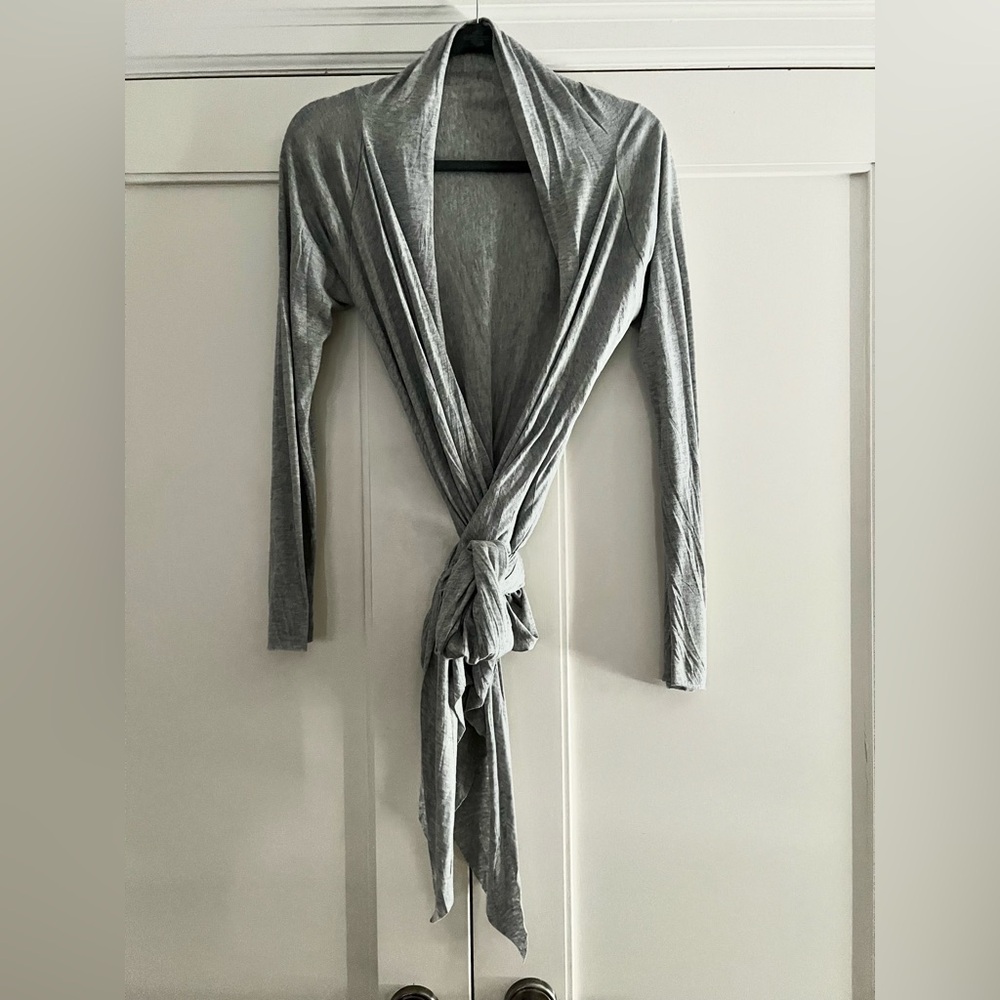 AGATHA Lightweight Gray Wrap Cardigan, Made In Italy